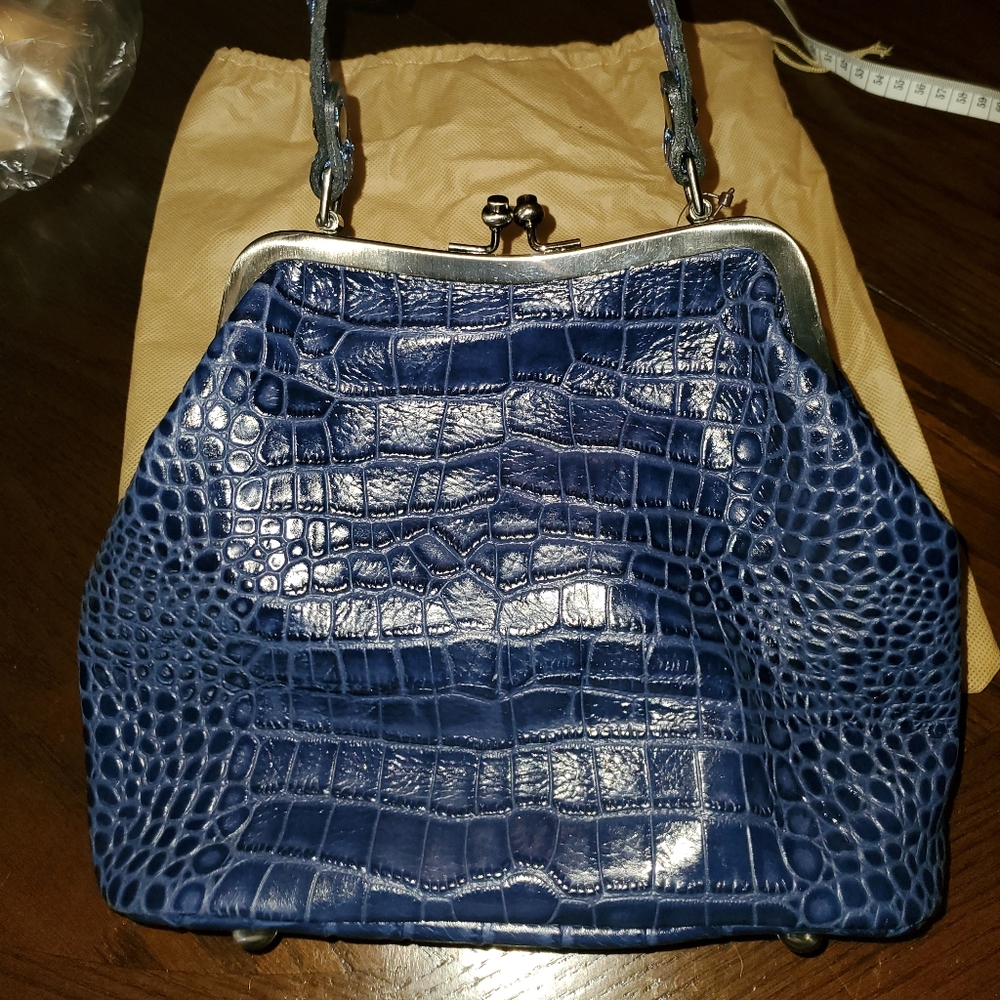 Blue and silver croc kisslock patricia nash bag